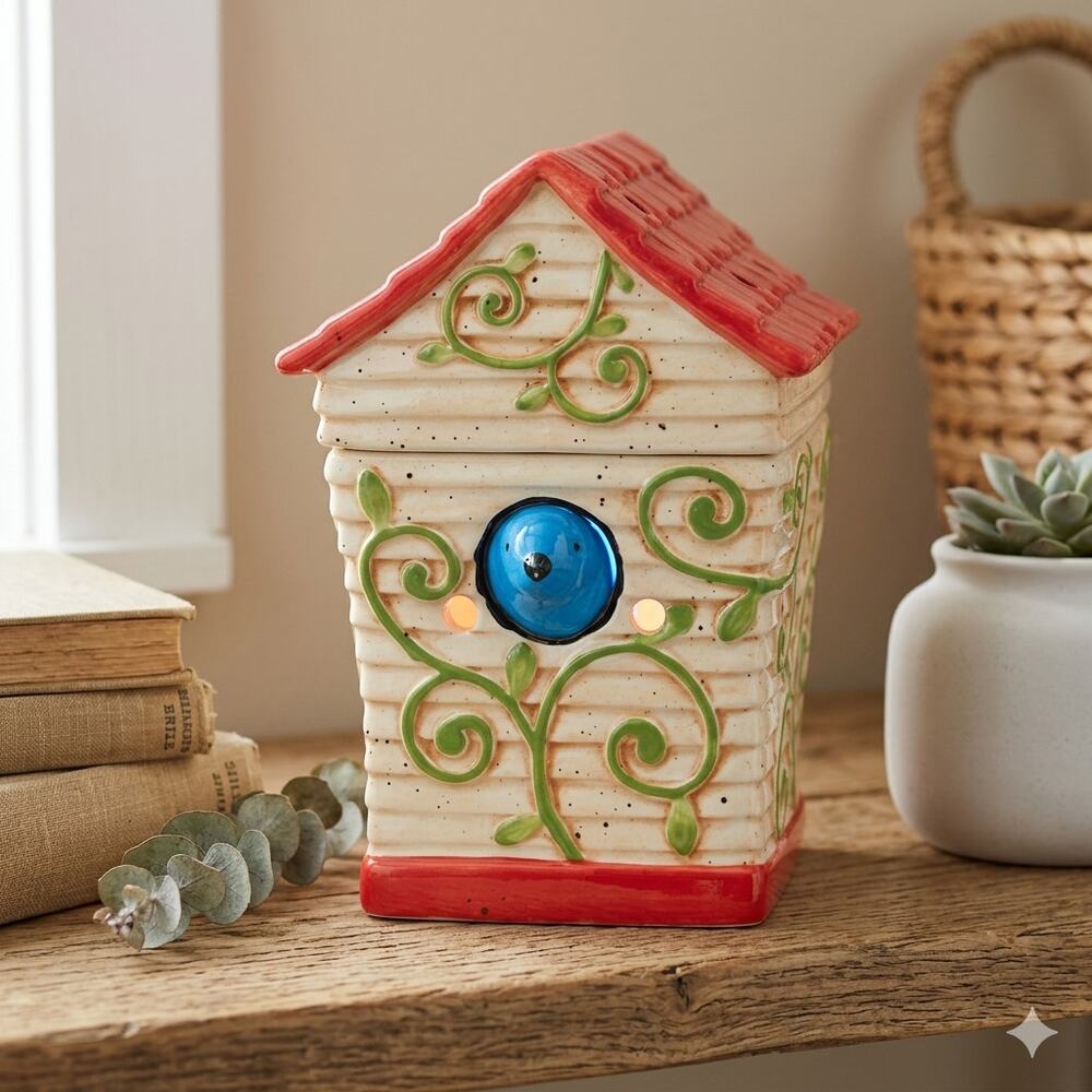 Scentsy Birdhouse Bird Ceramic Wax Warmer Retired  Fragrance Device